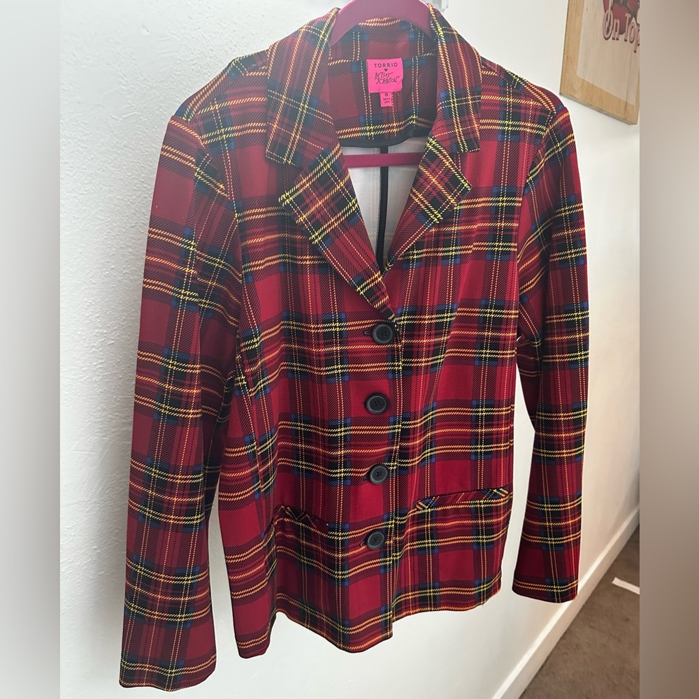 Betsy Johnson for Torrid Red Plaid School Jacket size 0